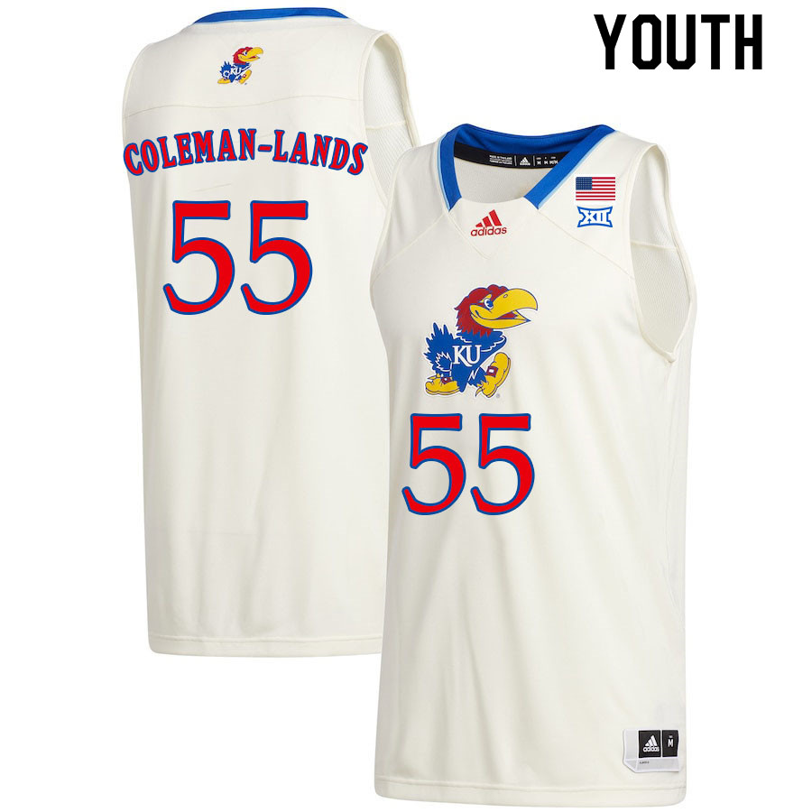 Youth #55 Jalen Coleman-Lands Kansas Jayhawks College Basketball Jerseys Sale-Cream